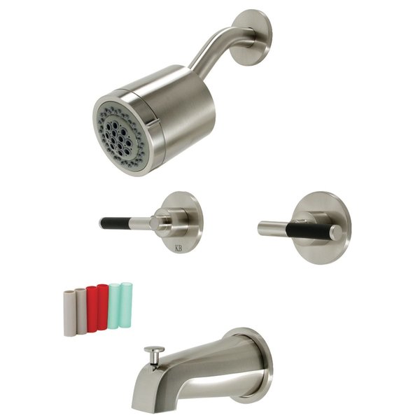 Kingston Brass Two-Handle Tub and Shower Faucet, Brushed Nickel KBX8148CKL